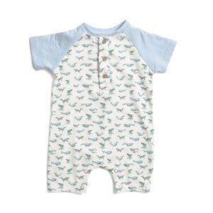 ETTIE + H Blue Infant Boys Henley Neck Knit Romper